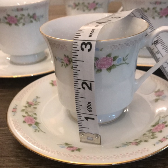 Crown Ming china bird of paradise floral pattern 4 cups and saucer set euc (a) - Picture 5 of 8